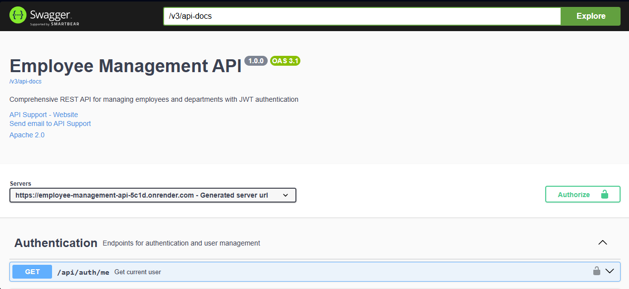 Employee Management REST API screenshot