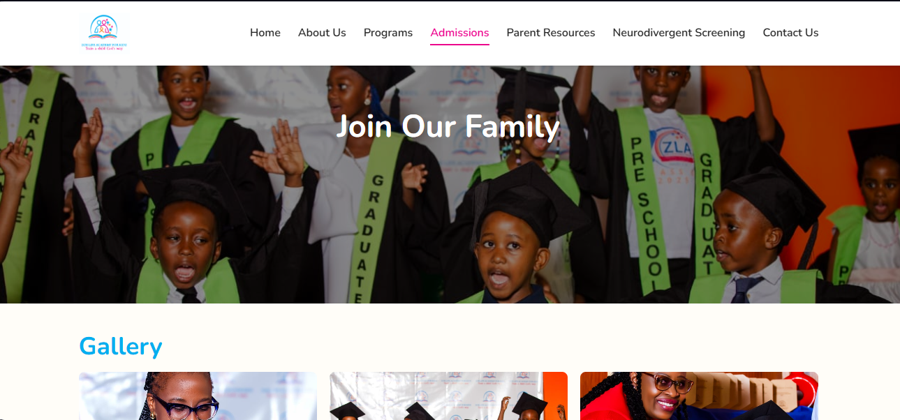 Zoe Life Academy website screenshot